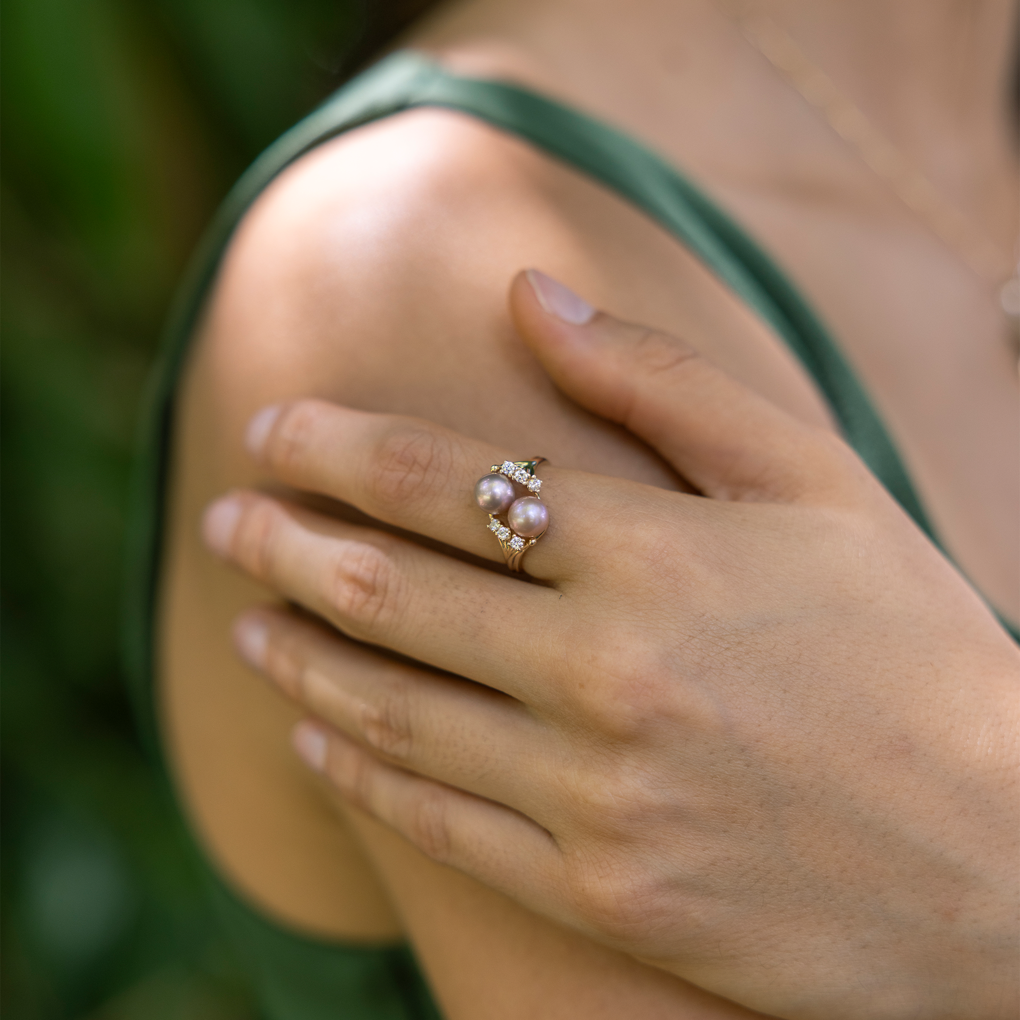 Wählen Sie einen Pearl 8 Island Ring in Gold mit Diamanten