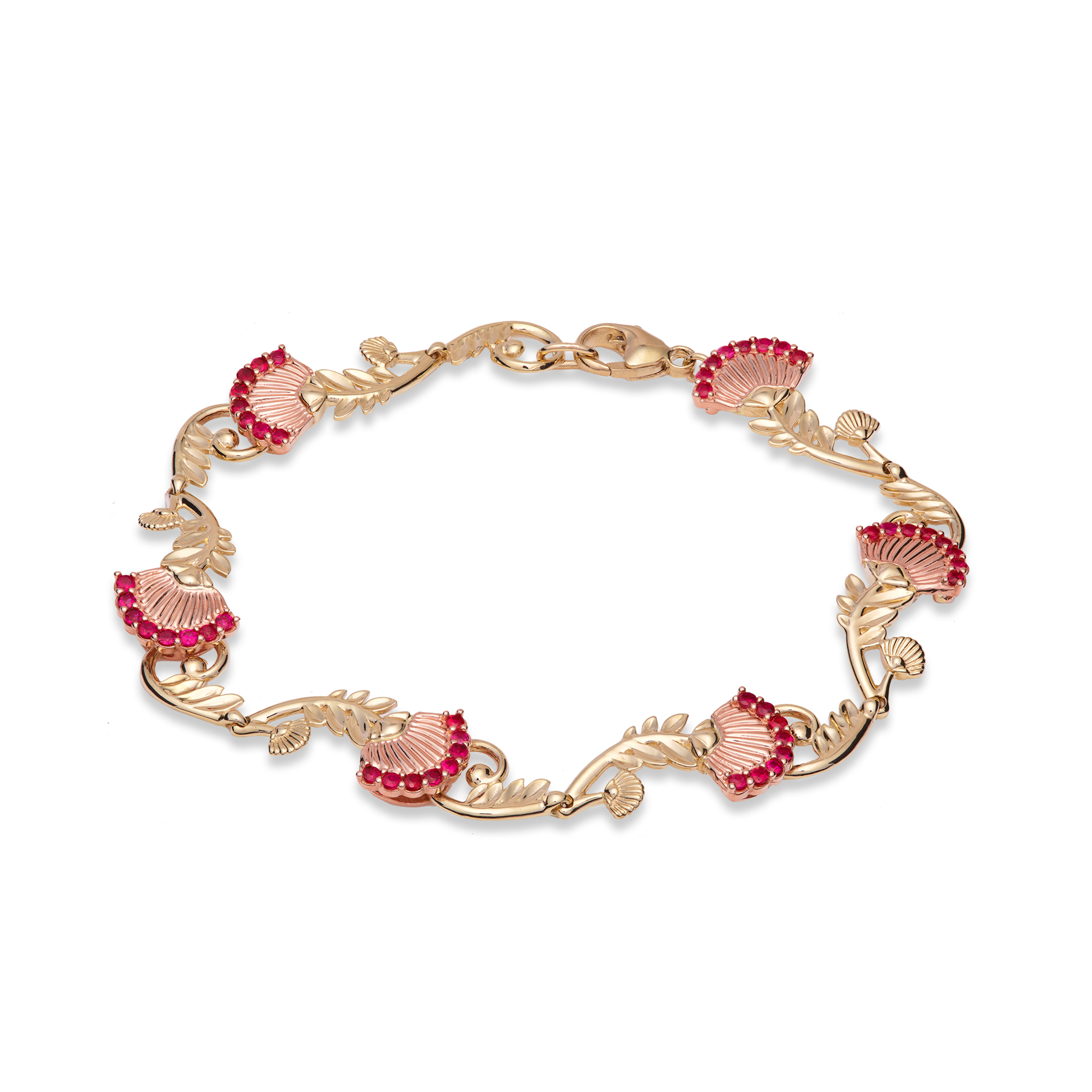 ʻŌhiʻa Lehua Ruby Bracelet in Two Tone Gold
