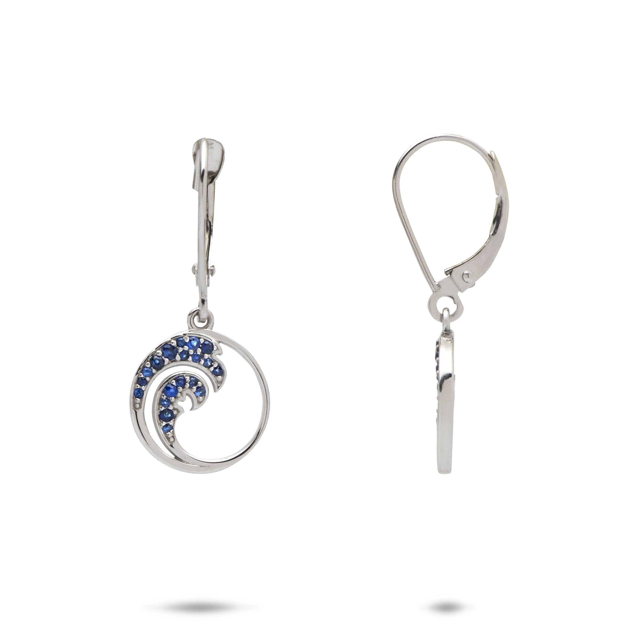 Nalu Earrings in White Gold with Blue Sapphires - 12mm