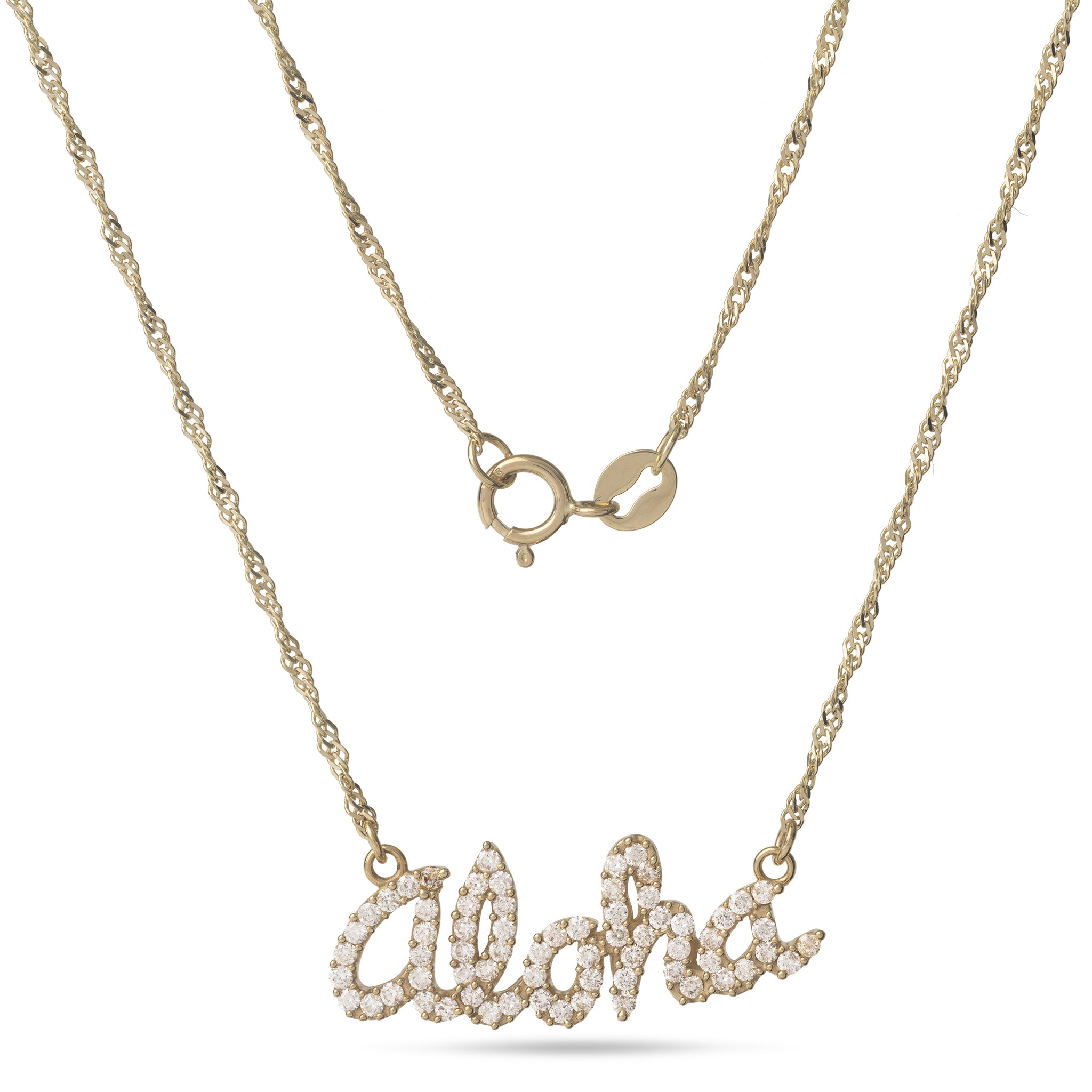 16" Aloha Necklace in Gold with Diamonds