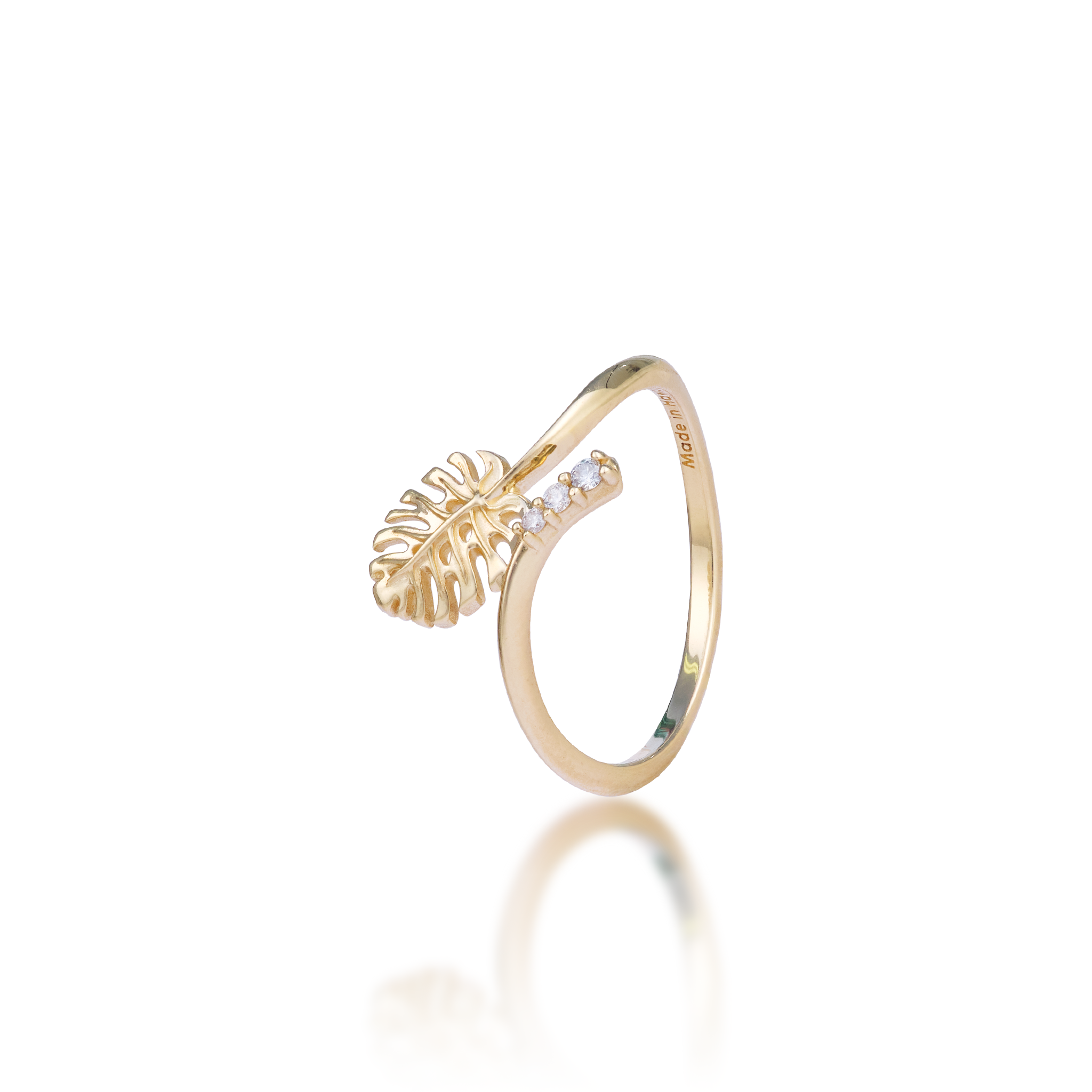 Monstera Ring in Gold with Diamonds - 9mm