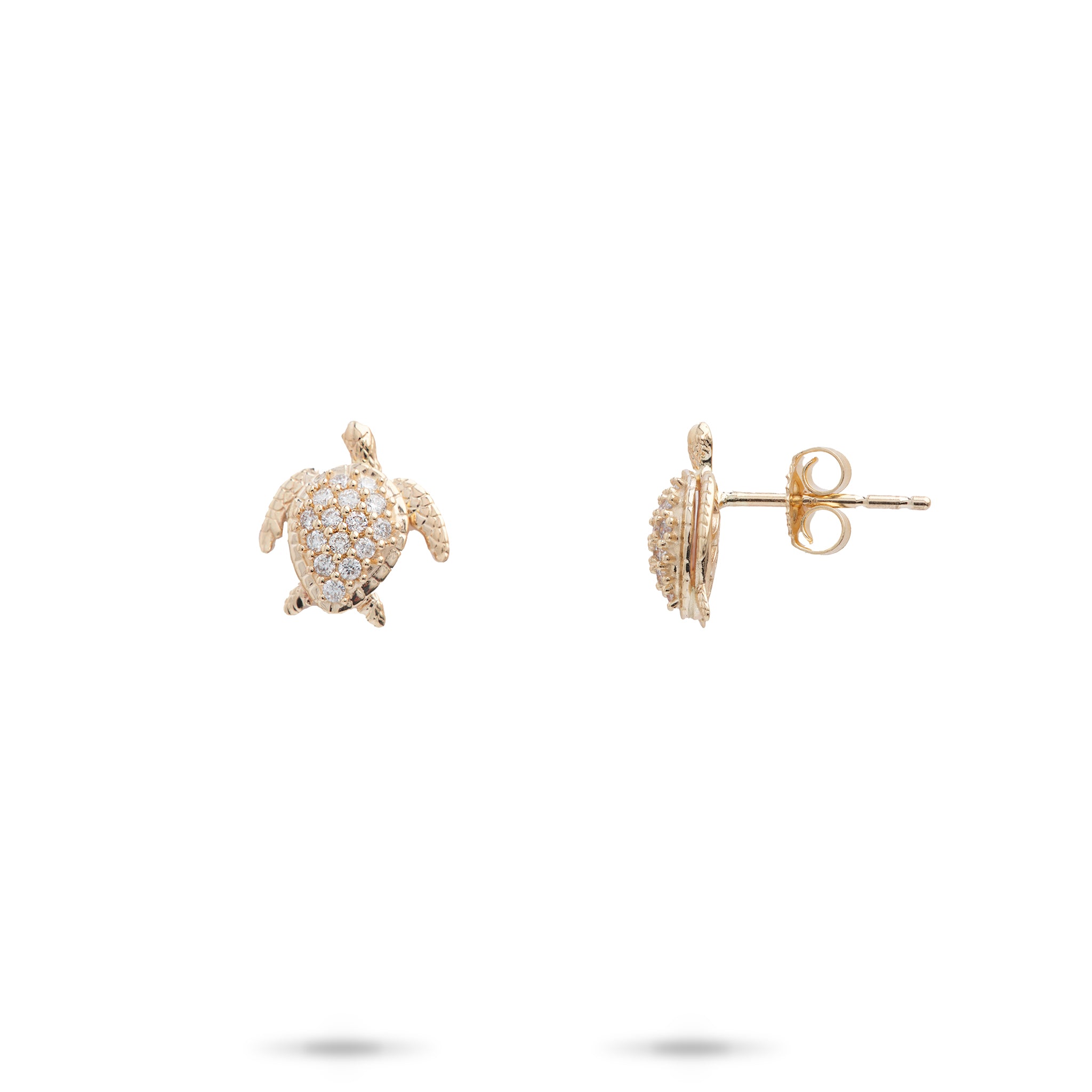 Honu Earrings in Gold with Diamonds - 10mm