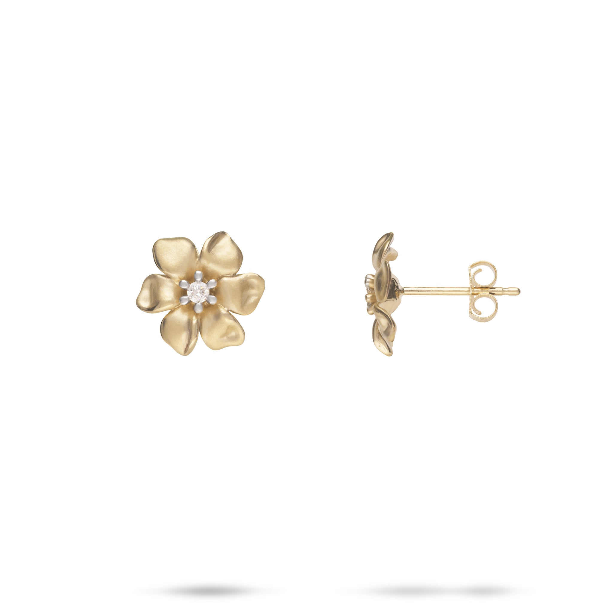 Nāʻū Earrings in Gold with Diamonds - 10mm