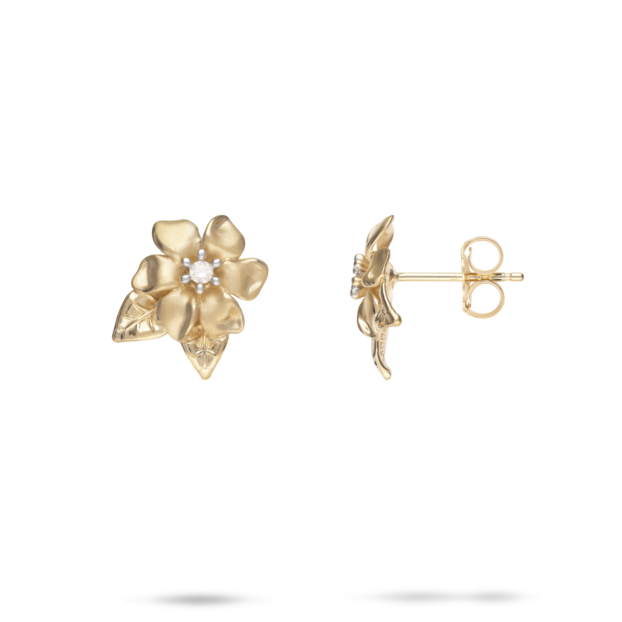 Nāʻū Earrings in Gold with Diamonds - 14mm