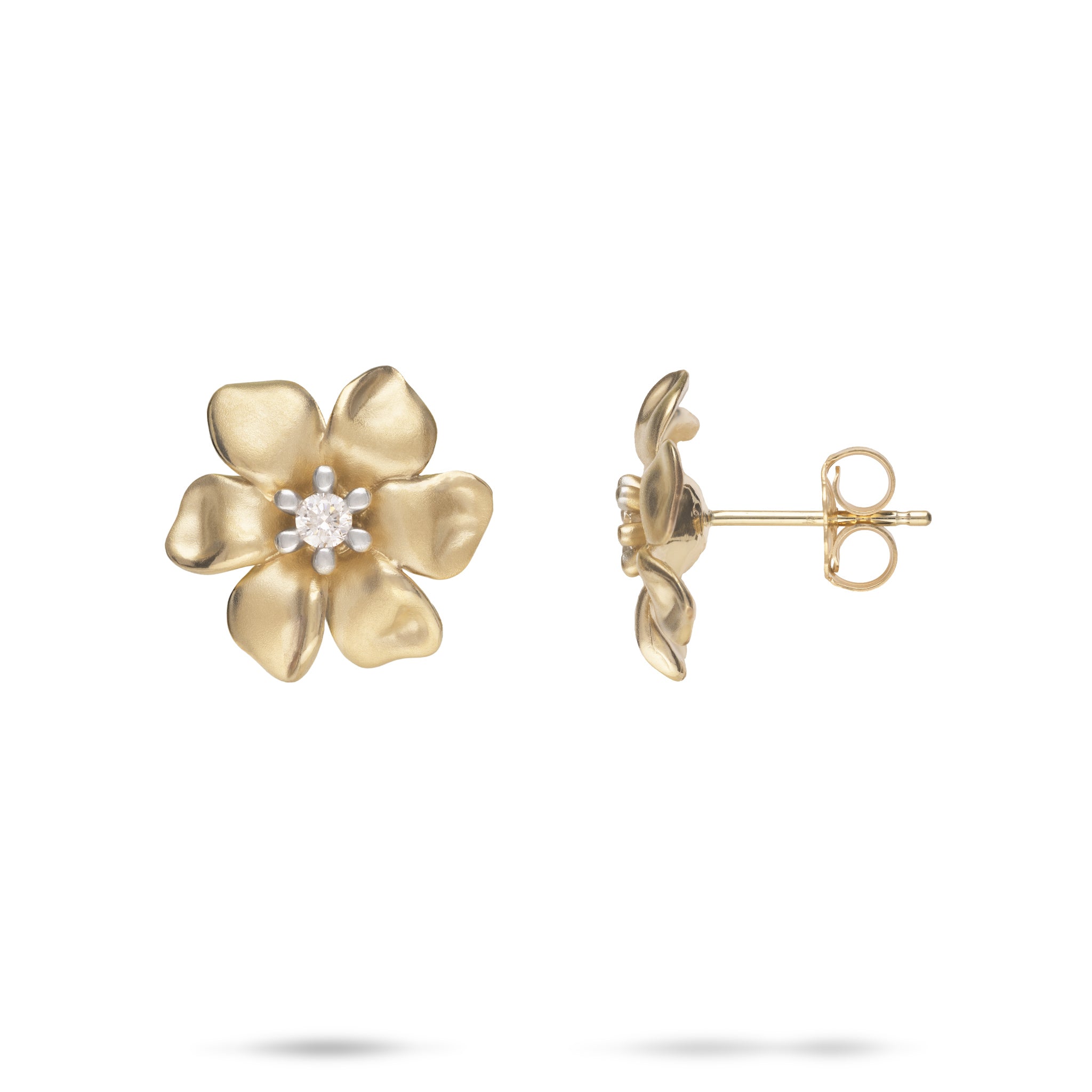 Nāʻū Earrings in Gold with Diamonds - 15mm