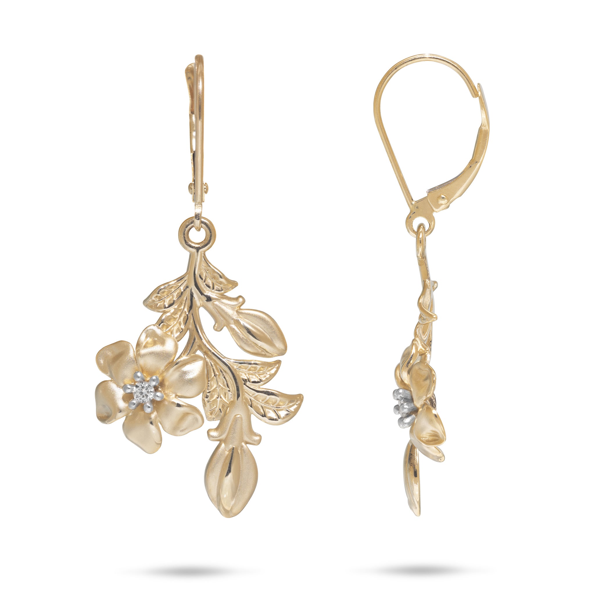 Nāʻū Earrings in Gold with Diamonds - 27mm