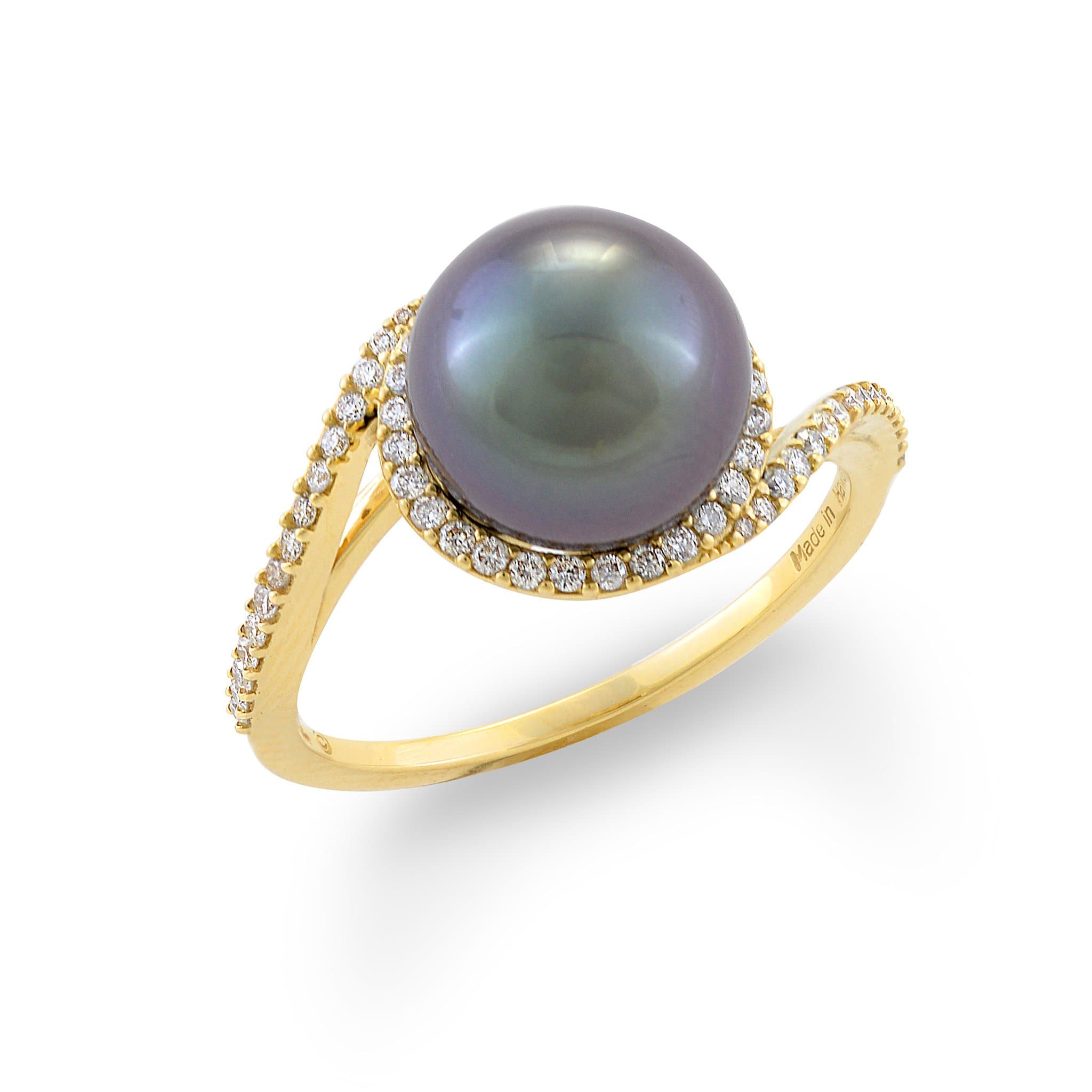 10kt hot Tahitian pearl bypass ring