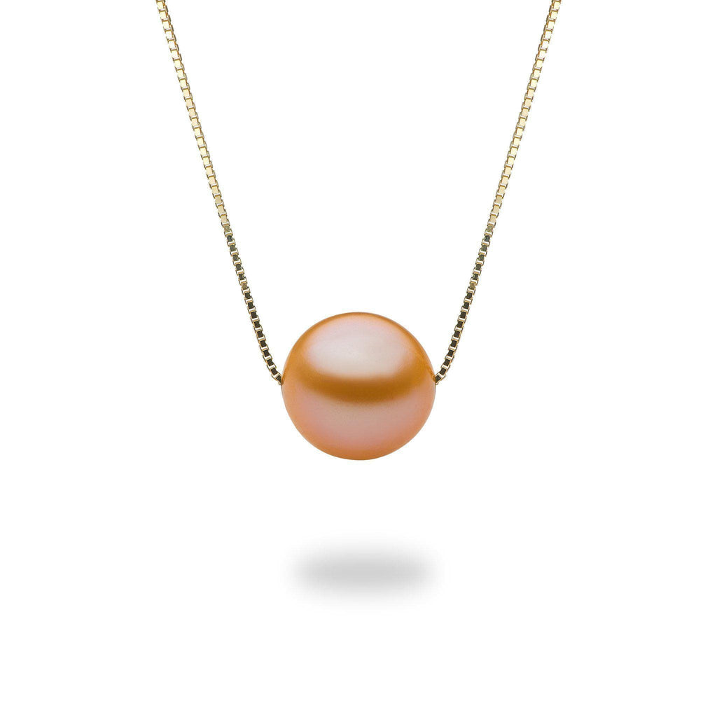 16-18 Adjustable Akoya Floating Pearl Necklace in Gold - 8mm
