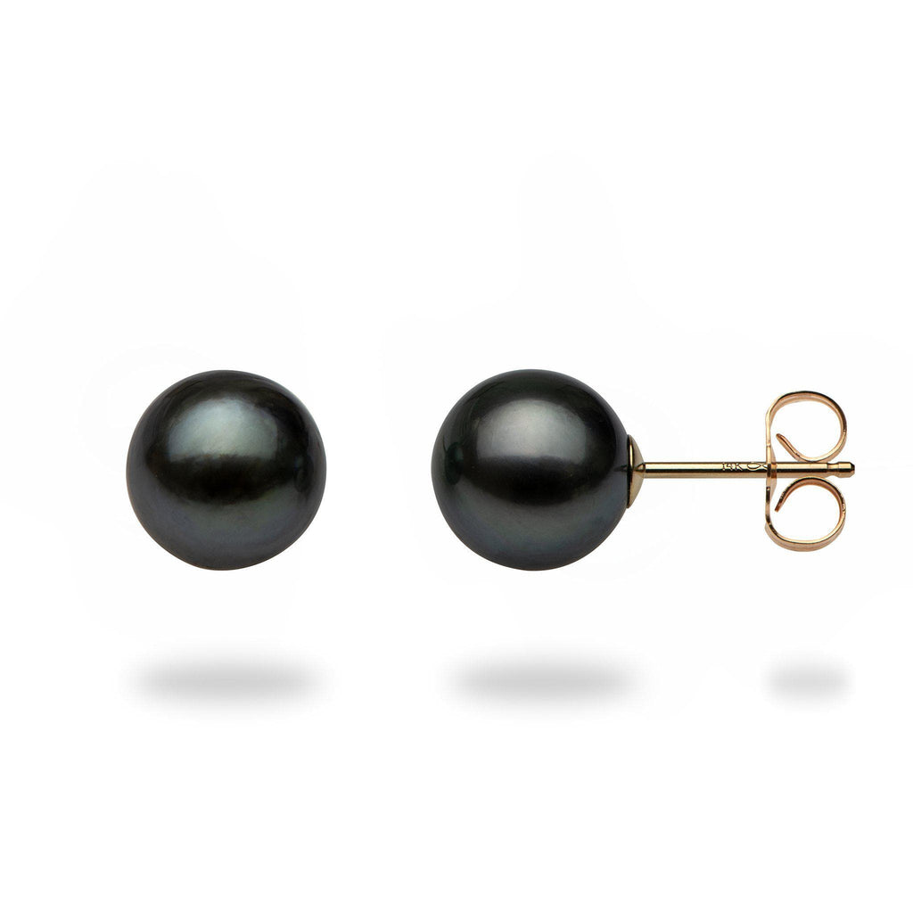 Tahitian Black Pearl Earrings in Gold - 8-9mm – Maui Divers Jewelry