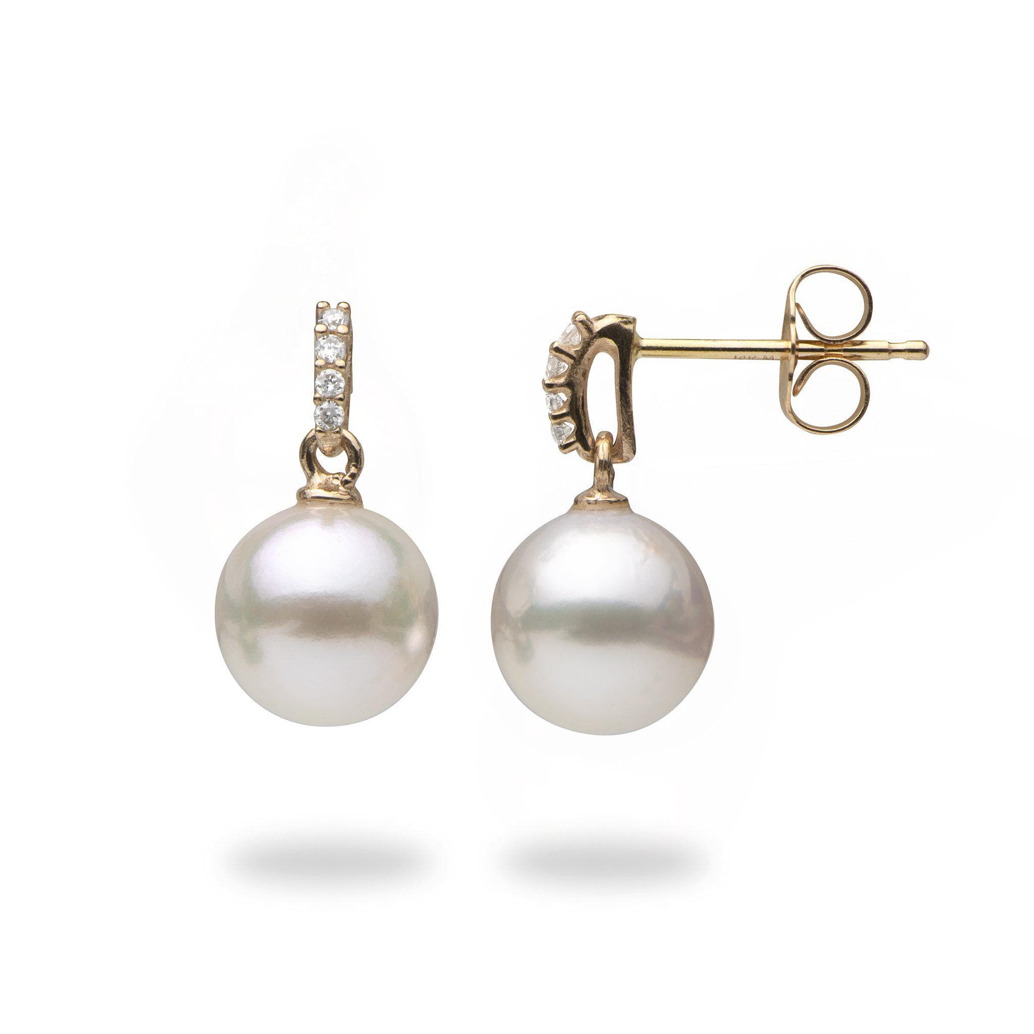 Akoya Pearl Earrings with Diamonds in Gold - 8mm – Maui Divers Jewelry