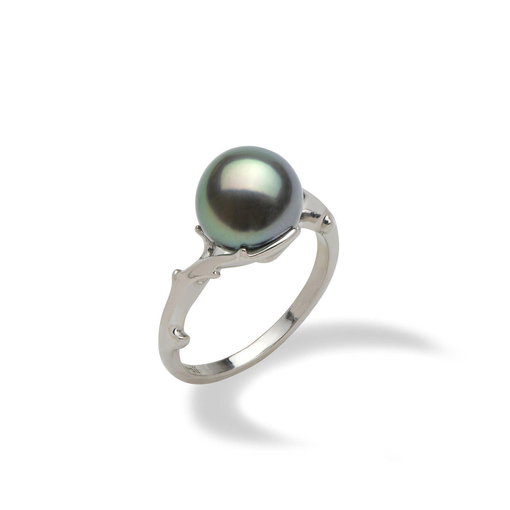 Heritage - Tahitian Black Pearl Ring in White Gold