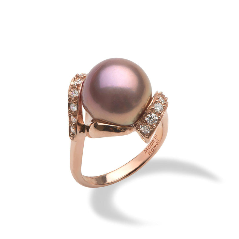 Lilac Freshwater Pearl Ring in Rose Gold with Diamonds – Maui Divers ...