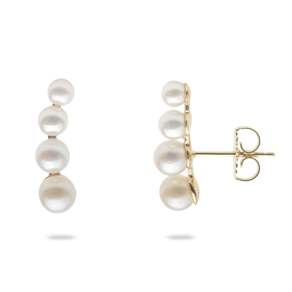 Minimal Elegance 14 Karat Gold Akoya White Pearl Earring Collection (m –  MONOLISA