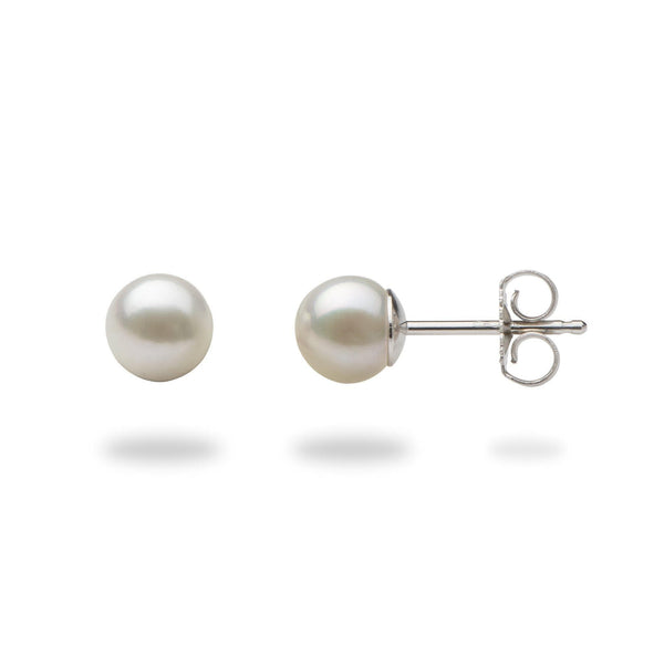 9ct Yellow Gold Akoya Pearl Studs - 6mm - Walker & Hall