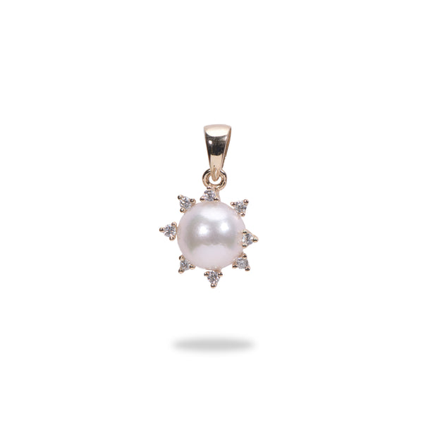 Protea Akoya White Pearl Ring in Gold with Diamonds - 8mm