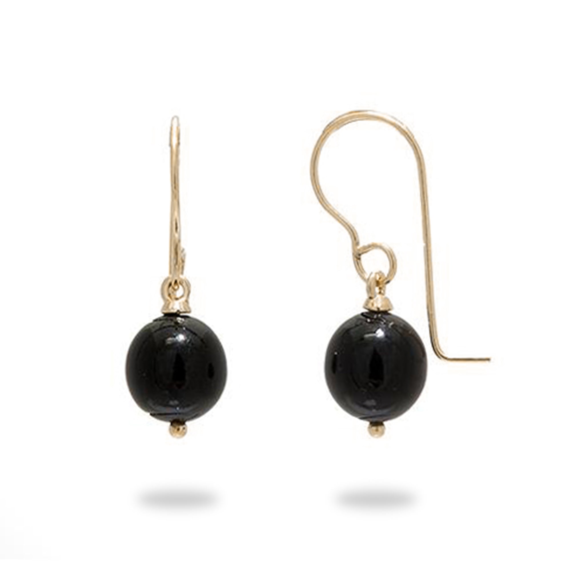 Hawaiian Black Coral Earrings in Gold - 7-7.9mm – Maui Divers Jewelry