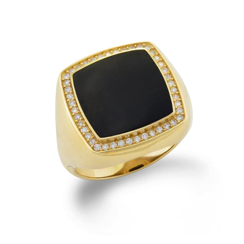 Color Blossom Signet Ring, Yellow Gold, White Gold, Onyx And Diamonds -  Jewelry - Categories
