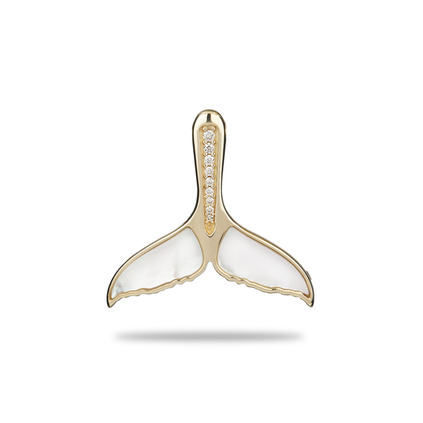 Kabana Jewelry 14k Yellow Gold Whale Tail with White Mother of Pearl Inlay  45750 - Emerald Lady Jewelry