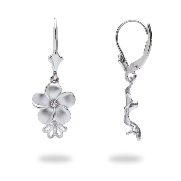 Mother of Pearl and Cubic Zirconia Three Flower Drop Dangle
