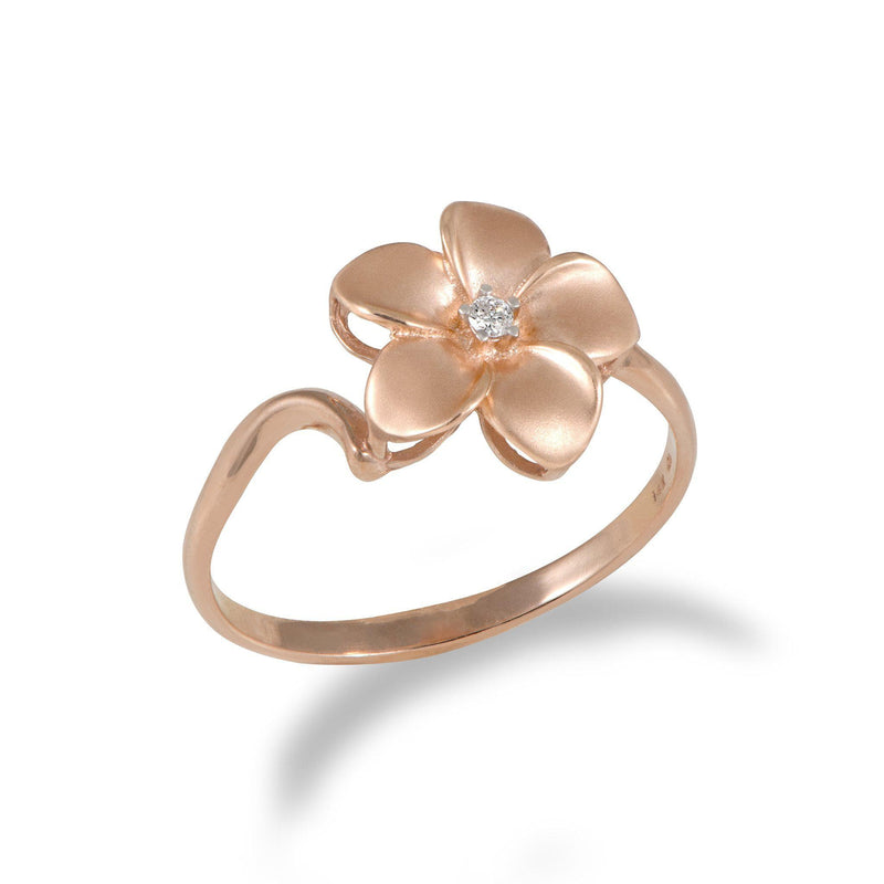 Plumeria Ring in Rose Gold with Diamonds – Maui Divers Jewelry
