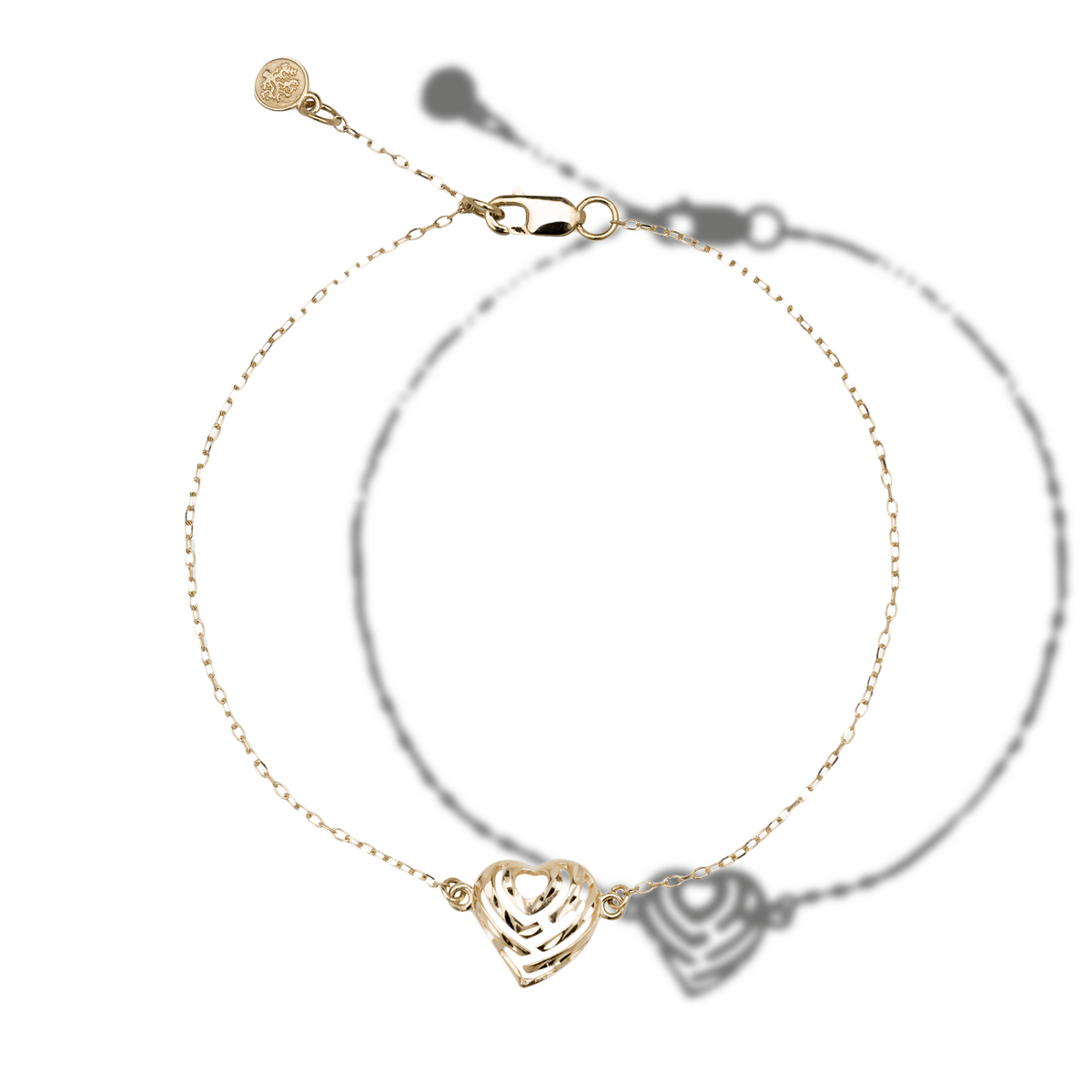 Adjustable Aloha Heart Bracelet in Gold - 11mm