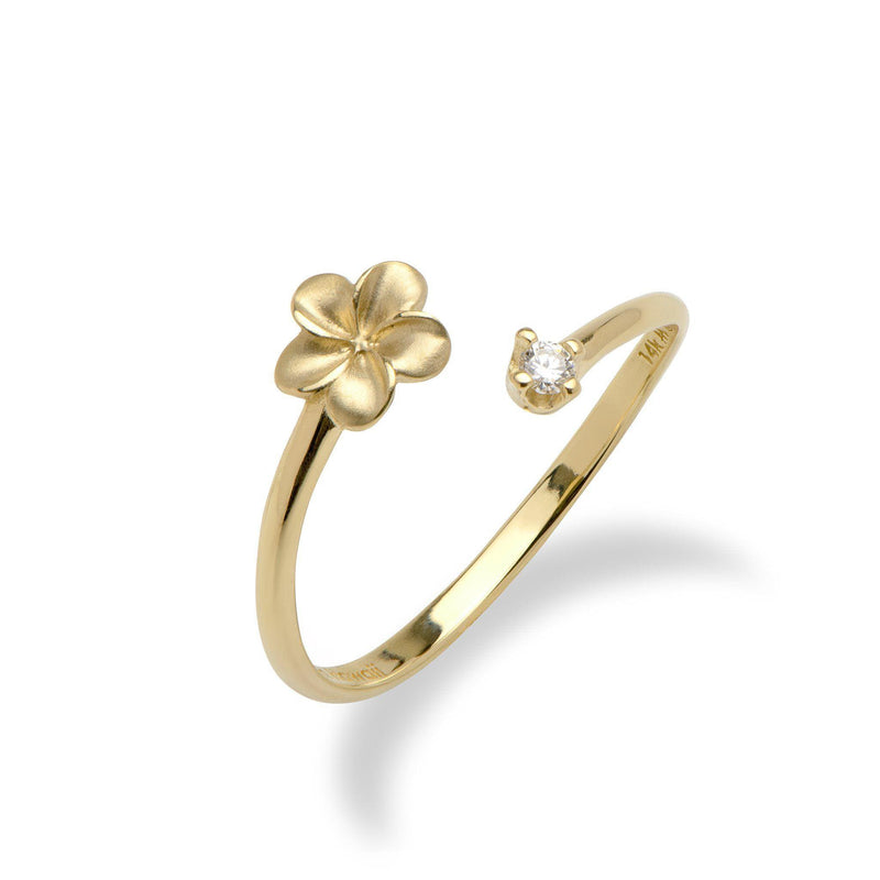 Plumeria Ring in Gold with Diamonds – Maui Divers Jewelry